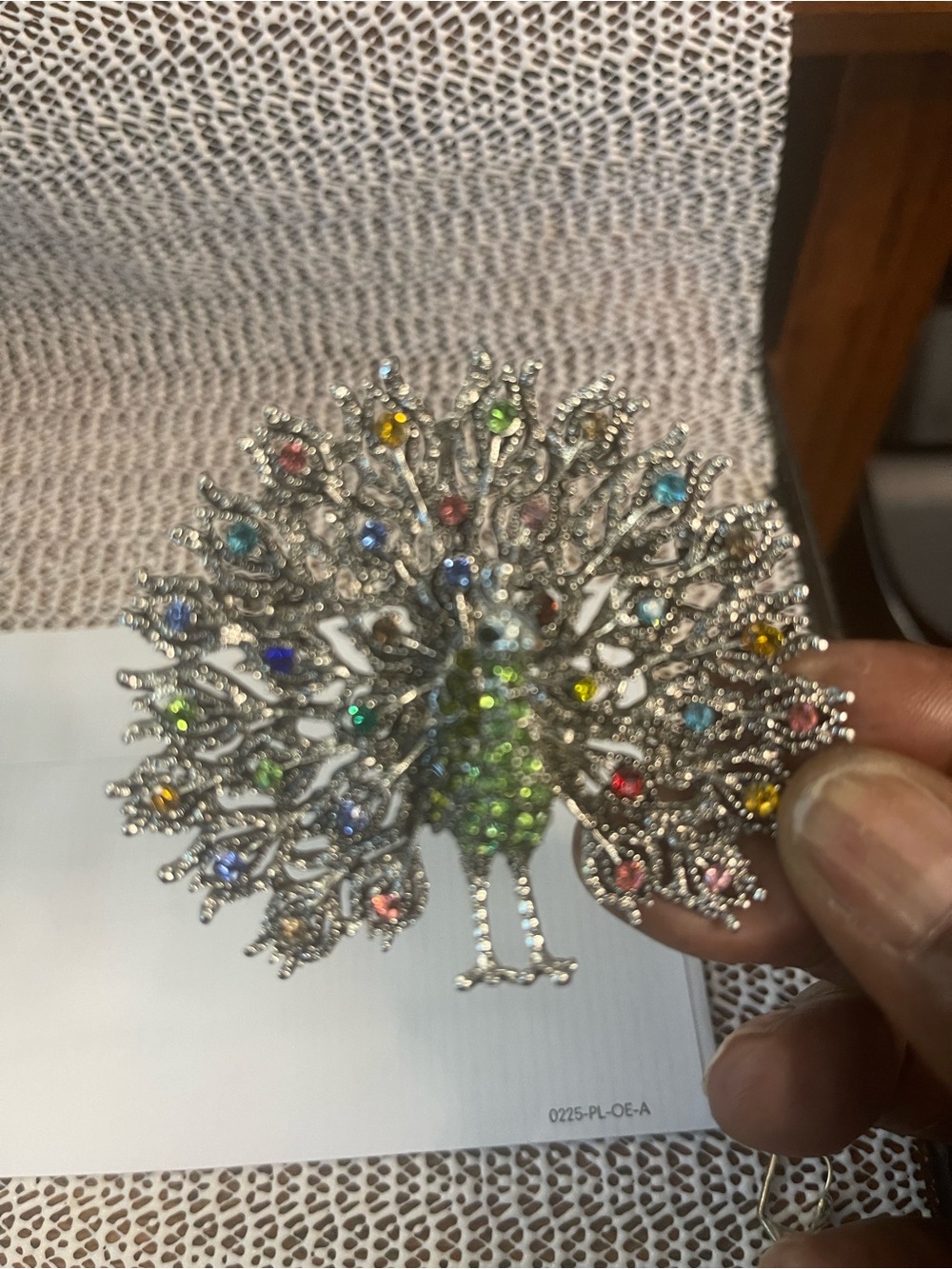 New vintage Rhinestone Peacock Brooch/pendant with Multicolor Crystals